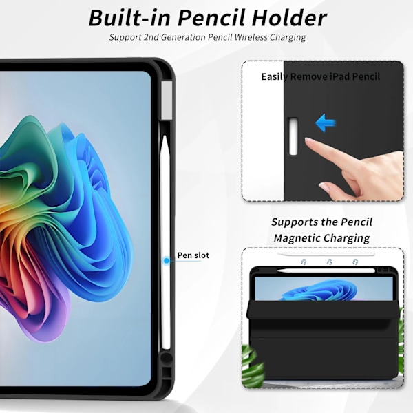 Pennfodral för iPad Air Pro 10.9 11 12.9 13 11:e 10:e 9:e 8:e generationen Flip Smart Läderfodral Mjukt Silikon Baksida Gray iPad Pro 11 2022