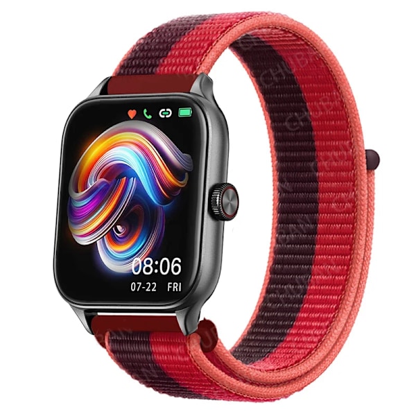 20mm 22mm Nylon Loop band för Amazfit GTS4/2/3/3pro/2e/GTS2 Mini/GTR 4 42mm/47mm/GTR2/2e/stratos armband Amazfit bip rem 74 Red Purple 22mm