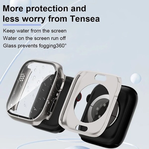 Skärmskydd för Apple Watch 46mm 45mm 44mm 40 41 42mm Hårt PC Framsida Baksida Stötfångare Skal iwatch 10 9 8 7 SE 6 Tillbehör silver Series 4-5-6-SE 44mm