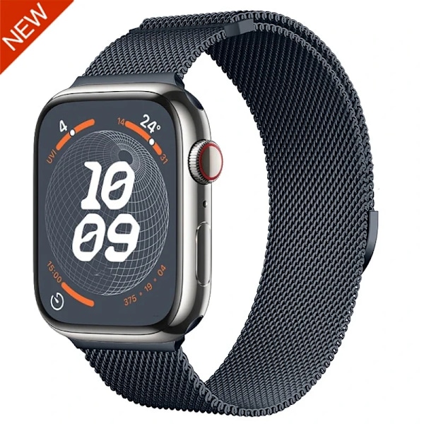 Magnetiskt Milanese Armband För Apple Watch Band 10 9 8 7 46mm 42mm 45mm 41mm Ultra 2 49mm Metallarmband iWatch 6 5 4 SE 44mm 40mm Midnight Blue NEW For 38mm-40mm-41mm