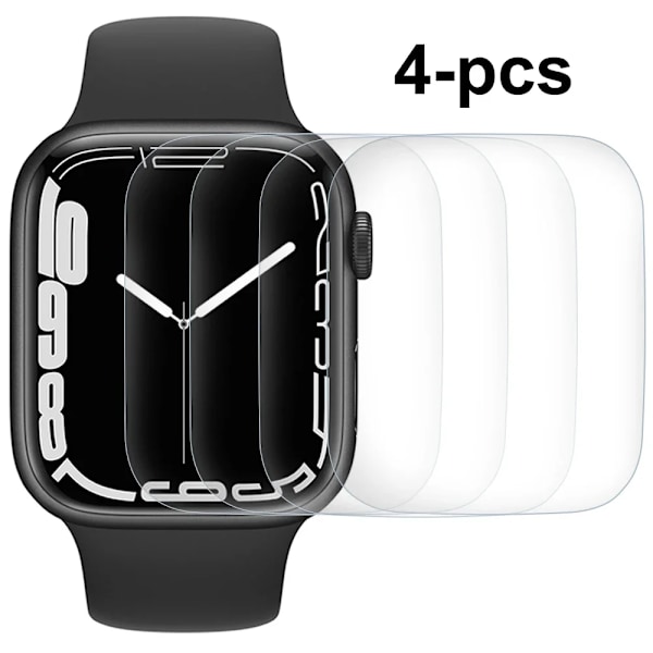 Skärmskydd för Apple Watch Series 9 7 8 41mm 45mm HD Transparent TPU Film iwatch Series 6 5 4 3 2 1 SE 38mm 42mm 40mm 44mm 4-PCS Series 7 8 45MM