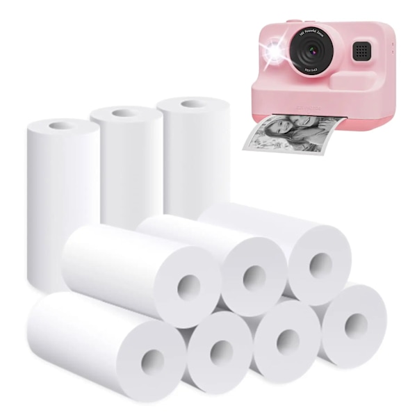 Mini Utskriftspapper Utskriftskamera Refill Termopapper 10 Rullar BPA-fritt Kompatibelt med Alla 57mm Ficktermoskrivare 10 Rolls No-Sticky