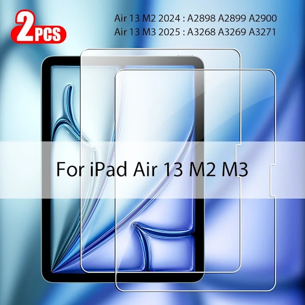 2 st Härdat Glas För Ipad Air 11 M2 M3 5:e 4 Pro 13 12.9 M4 Skärmskydd A16 10 9 9:e 10:e 11:e Generationen 2025 2024 Film Air 13 M2 M3