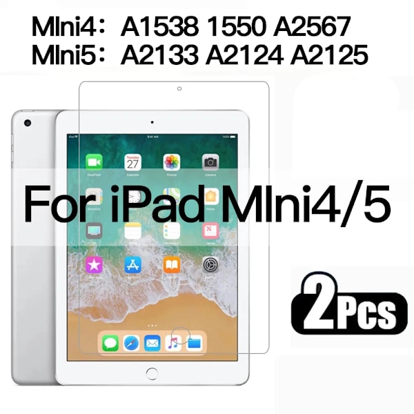 2 st Härdat Glas Skärmskydd för iPad Pro 12.9 11 air4 5 10.9 mini6 4 5 1 2 3 5:e 6:e 7:e 8:e 9:e 10.2 10.5 9.7 2015 For ipad Mini 4 5