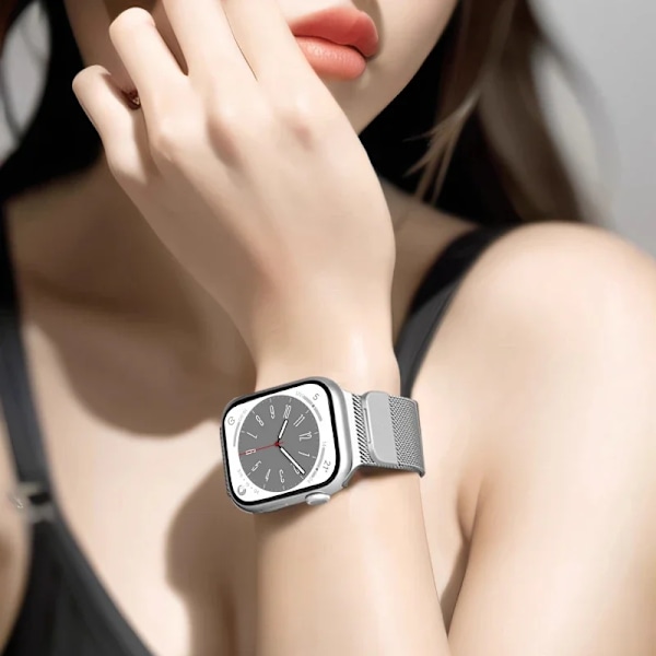 Magnetiskt Milanese Armband För Apple Watch Band 10 9 8 7 46mm 42mm 45mm 41mm Ultra 2 49mm Metallarmband iWatch 6 5 4 SE 44mm 40mm Graphite ash NEW For Series 10 46mm