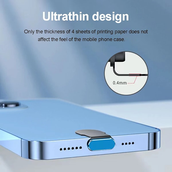 iphone Tillbehör Dammskydd för Usb Dammskydd iphone 14 pro max Tillbehör Usb c Dammskydd Typ c Dammskydd Charm Kapsel iphone Blue(2pcs)