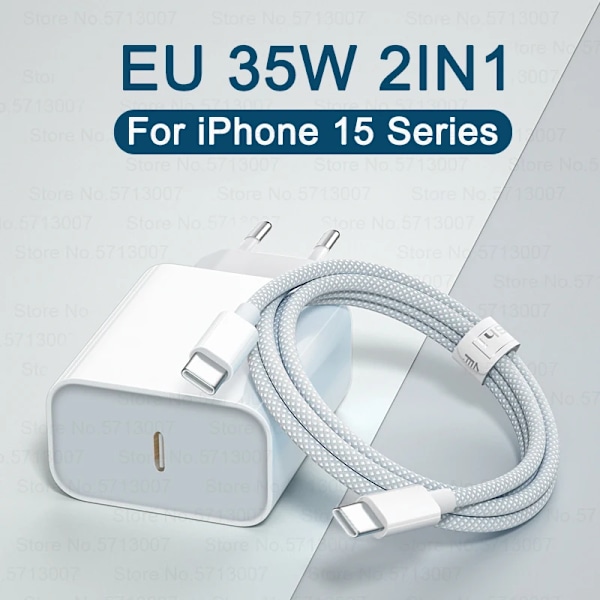 PD 35W Snabbladdare För iPhone 15 Pro Max USB Typ C Laddarkabel För Xiaomi 14 Redmi Note 12 13 Pro Snabbladdningstillbehör EU 35W 1M Gray 2IN1