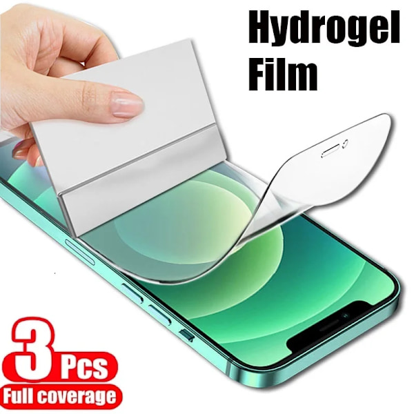 3 st Mjuk Hydrogel Film för iPhone 16 15 14 13 12 11 Pro Max XS XR X 7 8 15 Plus Skyddande 2025 Silikon TPU Skärmskydd ny For iPhone 14 Plus 3Pcs