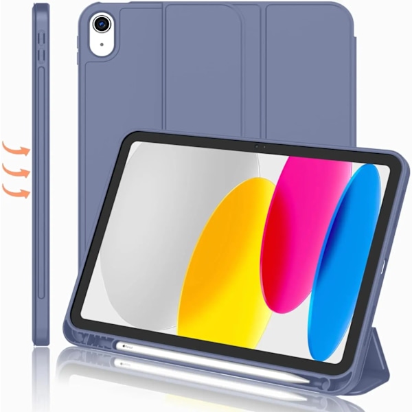 Funda Fodral för IPad 10:e Gen IPad Pro11 Air11 2024 IPad Air5 10.2 10.5 Air1 2 5:e 6:e 9.7 Magnetiskt Tablet Fodral med Pennhållare Lavender Purple iPad 7th 8th 9th Gen
