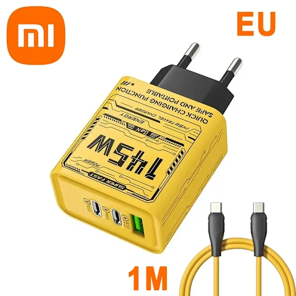 Xiaomi 145W Snabbladdare PD USB 3 Portar Laddare Snabb Telefonladdningsadapter För iPhone Samsung Huawei EU/US/UK Kontakt Väggadapter EU Set