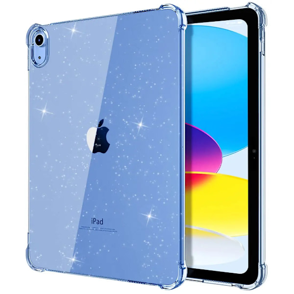 För iPad Air Mini Pro 8.3 9.7 10.2 10.9 11 11:e 10:e 9:e 8:e generationen, skimrande glittrande mjukt silikonskal med airbag Blue iPad Pro 11 2022