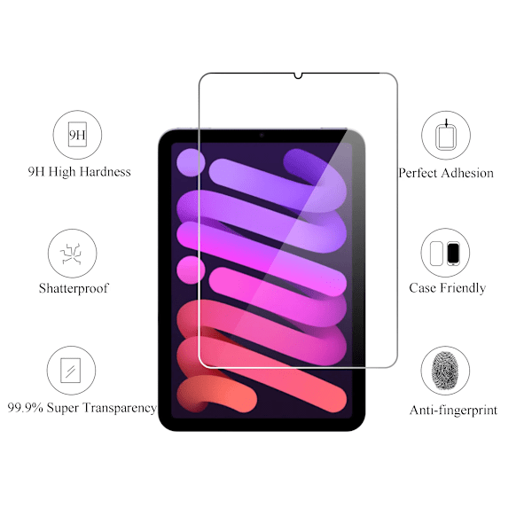 2 st Härdat Glas Skärmskydd för iPad Mini 7 6 a17 Pro 8.3 tum Mini 4 5 7.9 2024 2021 Tablet Tillbehör Film Mini4 5