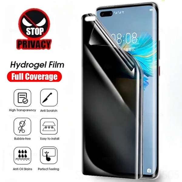 3-pack Anti-Spion Hydrogel Film för Huawei Pura 70 Mate 20 30 40 50 60 P30 P40 P50 P60 Pro Plus Art Mjukt Skärmskydd P40 Pro Hydrogel film