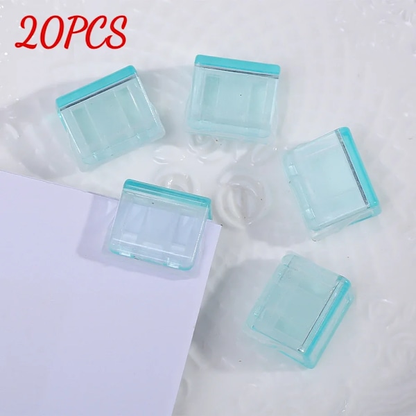 Godisfärg Transparent Tryck Gem Pusher Papper Testfiler Mini Förvaringsklämma Indexsida Klämma Kontorsbindning Skrivmaterial Blue 20PCS