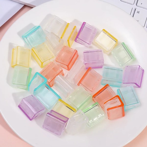 Godisfärg Transparent Tryck Gem Pusher Papper Testfiler Mini Förvaringsklämma Indexsida Klämma Kontorsbindning Skrivmaterial Random 20PCS