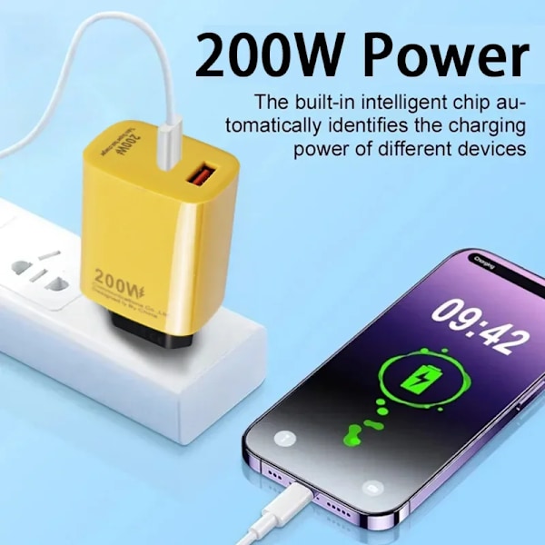 Xiaomi Original 200W Ultra Snabb Mobilladdare USB PD 2-I-1 Väggladdare Adapter EU-kontakt För iPhone Samsung Xiaomi White