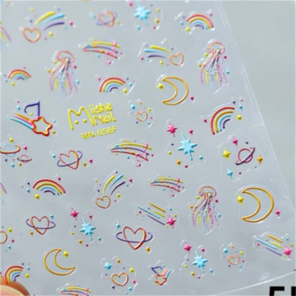 1 st 5D Japanska Kawaii Fjärils Nagelstickers Lyx Glitter Skal Aurora Nagelkonst Dekorationer Dekaler DIY Manikyr Slider Folie 1pcs MN-058F