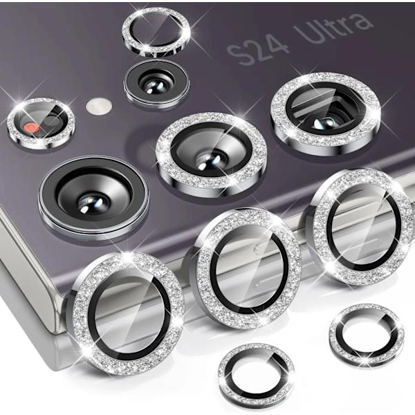 Diamantglitter Linsskydd Glas För Samsung Galaxy S25 Ultra Plus HD Klar Kameraskydd För Samsung S24 S23 Metallring Linsskyddsfilm Silver Galaxy S24 Plus