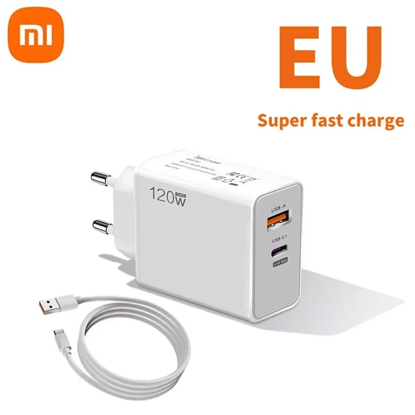 Xiaomi 120W Original Laddare Turbo Snabbladdning EU US UK Vägg Hyper Adapter Usb 6A Type C Kabel För Xiaomi 13 12 11 Ultra Redmi EU Plug 6A Cable