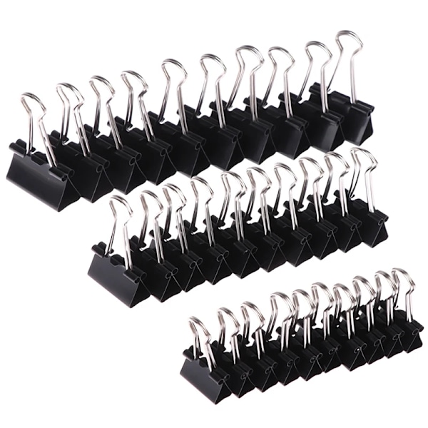 10 st/lot Svarta Metall Gemensamma Pärmklämmor 19mm/25mm/32mm Anteckningar Brevpapper Klämma Kontorsmaterial Bindning Fastsättning 25mm