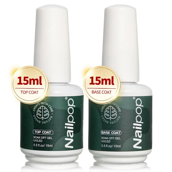 Nailpop Nagel Dehydrator och Primer Syrafri Naturlig Nagel Förberedelse för Akryl och UV Gel Nagellack Snabbtorkande Överlägset Bindningsset Base and Top Coat