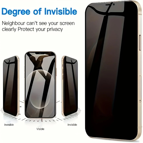 NNBILI 3-pack Fullständigt Täckande Anti-Spion Skärmskydd För iPhone 16 15 14 12 13 Pro Max Sekretessglas Härdat Glas På Serien iPhone 13 Pro Max 3PCS Privacy Glass