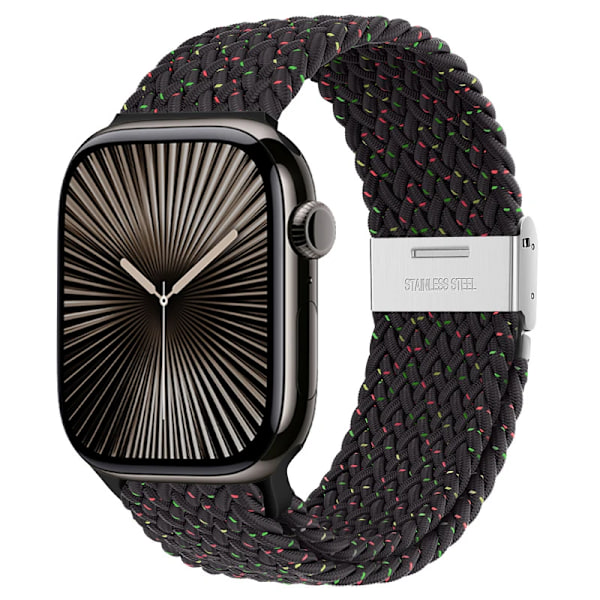 Armband för Apple Watch 46mm 45mm 44mm 49mm 40mm 41mm 42mm Flätad loop correa armband iWatch serie 10 8 9 7 5 se 6 4 Ultra Black Unity 38 40 41 S10-42 mm