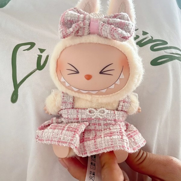 17cm Mini Plyschdockas Kläder Outfit Tillbehör För Korea Kpop Exo Labubu Idol Kostym Kläder Gåva 2pcs set pink D No Doll