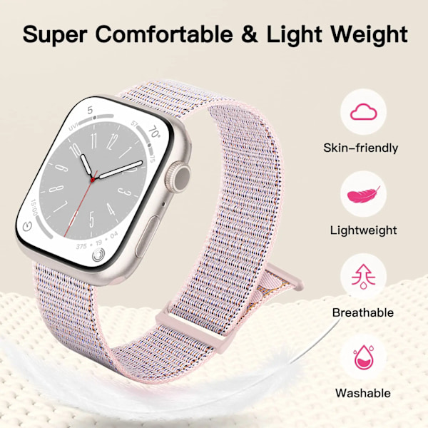 Nylon Loop Armband för Apple Watch Band 46mm 40mm 44mm 45mm 42mm 41mm 38mm Smart Bälte Armband för IWatch Ultra 49mm 8/7/6/SE/5/4 7 Deep fog ash 38 40 41 S10-42 mm