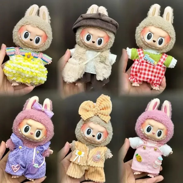 Mini Plyschdockas Kläder Outfit Tillbehör För Korea Kpop Exo 15-17cm Labubu Idol Overall Set Kläder Gåva Labu-26 No doll