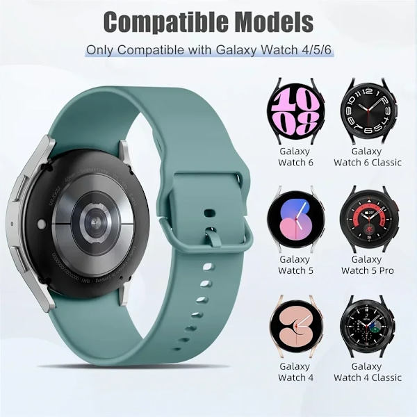 20mm Silikonarmband för Samsung Galaxy Watch 7/6/5/4 44-40mm pro Klockarmband för Galaxy Watch 6 4 Classic 43/47mm 42mm/46mm Armband Spearmint 12 Galaxy 4-4 Classic