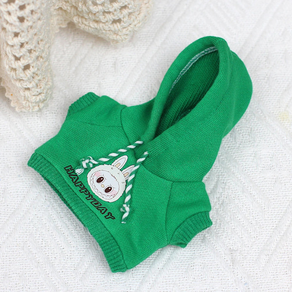 Kläder och accessoarer till Labubu, minidocka 17 cm Labubu II Idol Sweatshirt Hjärtklappning Hoodie Jeans Set Kläder Green No Doll