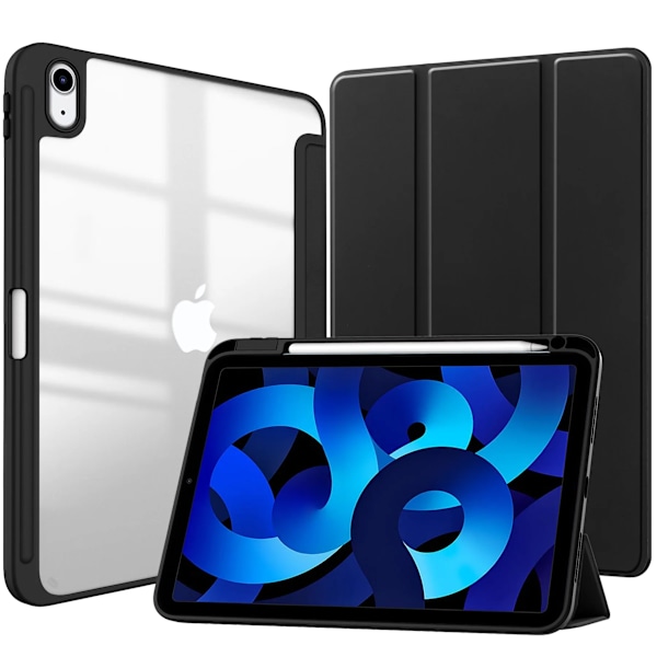 Smart PU-fodral för iPad Air 4:e 5:e iPad 10:e 10.9 Funda för iPad Pro Air 11:e 11 7:e 8:e 9:e 10.2 2 9.7 3 10.5 Transparent Skal black iPad (A16) 11th 11