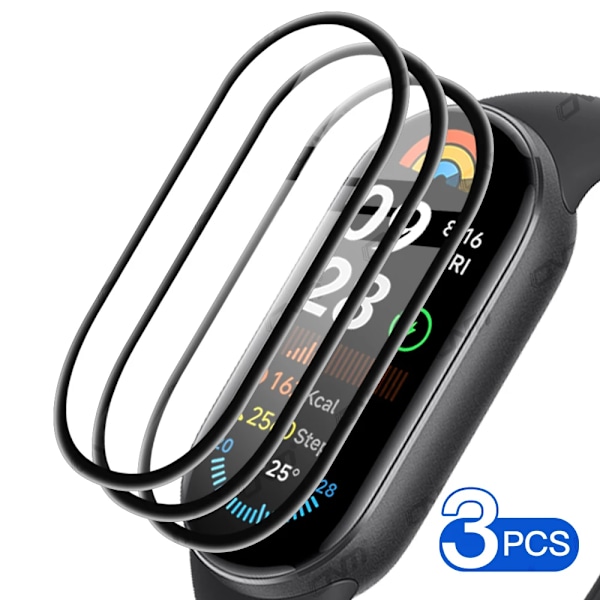 Skärmskydd för Xiaomi Mi Band 9, TPU Full Coverage Anti-scratch HD Skyddsfilm, Tillbehör för Miband 9 (Ej Glas) 3Pcs Xiaomi Band 9