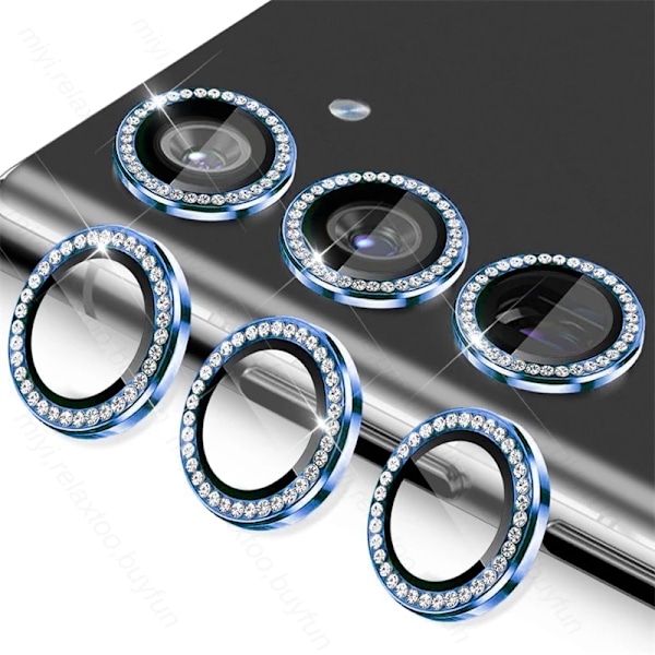 9D Diamant Kameralinsskydd Ring Skyddsfilm För Samsung Galaxy S25 S24 S23 S22 Ultra 5G S25 Plus S24 FE S23 Härdat Glas Diamond Blue For S23