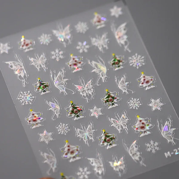 1 st 5D Japanska Kawaii Fjärils Nagelstickers Lyx Glitter Skal Aurora Nagelkonst Dekorationer Dekaler DIY Manikyr Slider Folie M230