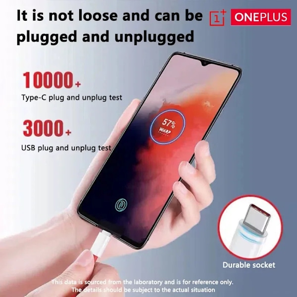 ONEPLUS 65W Supersnabb Laddningskabel USB C Till Typ C Kabel Olika Längder Högkvalitativ Dubbel Typ C 1m 2m Laddningsdatakablar Type-C to USB Cable 2M