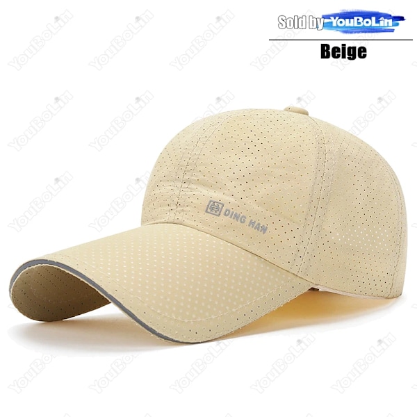 Sommar Keps med Bred Skärm, Andningsbar, Perforerad, Snabbtorkande, Justerbar - Solhatt Truckerkepsar Pappa Hattar Beige