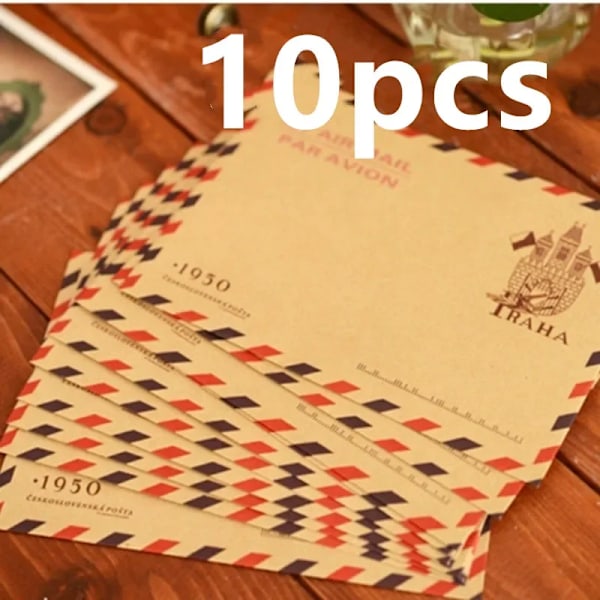 10 st 9,7*7,5 cm Retro Populärt Kuvert Vykort Brev Tåligt Kraft Pappersvaror Förvaringspapper Skolmaterial