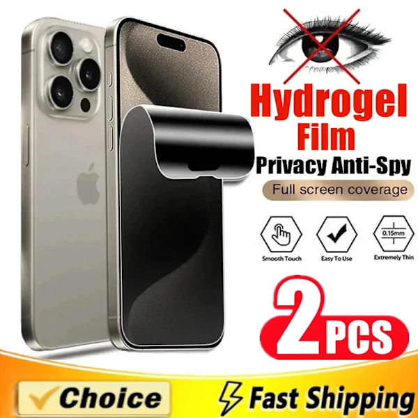 2 st Anti-Spion Hydrogel Film för IPhone 13 12 11 14 15 Pro Max Mini 7 16 Plus Sekretess Skärmskydd för IPhone XS MAX X XR SE For iPhone XR 2 pieces