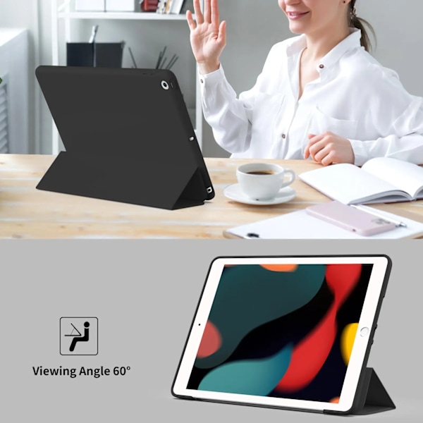 För Apple iPad 10.2 2019 2020 2021 7:e 8:e 9:e generationen magnetiskt flip smart fodral, trefaldigt stativ, stötsäkert mjukt silikonskal Ice Blue iPad 10.2