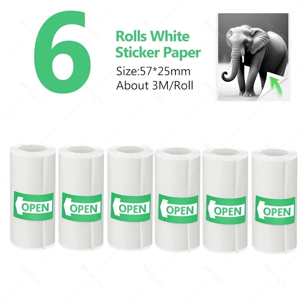 Utskrivbart självhäftande papper 3~15 st Mini Skrivare Klistermärkespapper Rullar, Termiskt Fotopapper Rullar, för Mini Ficka Termisk Skrivare 6 Rolls