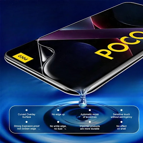 6-i-1 Hydrogelfilm för Xiaomi Poco X7 X6 X5 X4 Pro Skärmskydd med Kameraglas för Xiaomi Poco X7 Pro X3 GT NFC Mjuk Film 6 in 1 3Front 3Lens For Poco X3 NFC