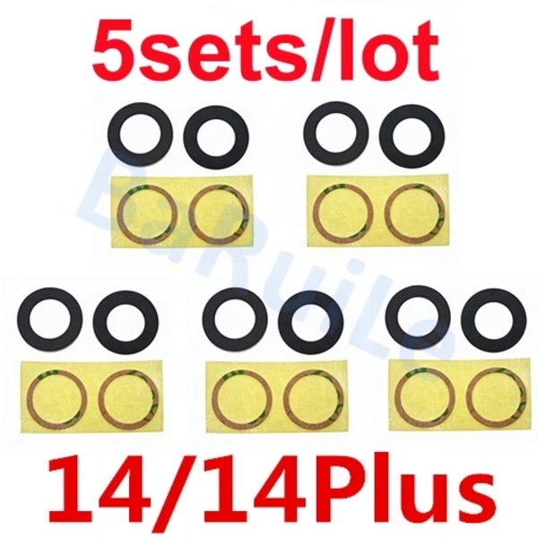 BaRuiLe 5-pack Bakre Kameralins Glas för iPhone 15 Pro Max 14 Plus 13 MINI 12 11 XR XS XSMax X 6 7P 8 lins med Självhäftande 5x 14 14Plus