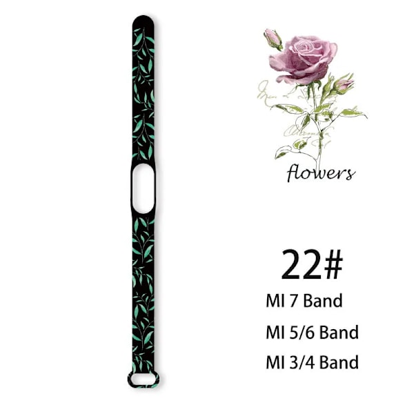 Silikonarmband för Mi Band 3 4 5 6 7 Mi Band 3 4 5 6 7 Armband Blommönster Armband för Mi Band Klocka Ersättningsarmband 40 For Mi Band 3 4