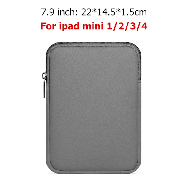 Universal Mjukt Tablet Fodral Ärm Väska för Kindle Fodral för iPad mini 1/2/3/4 Air 1/2 Pro 9.7 Skydd För Nya iPad 2017/2018 7.9 inch Grey