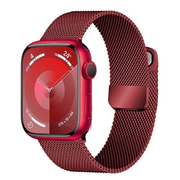 Magnetiskt Milanese Armband För Apple Watch Band 10 9 8 7 46mm 42mm 45mm 41mm Ultra 2 49mm Metallarmband iWatch 6 5 4 SE 44mm 40mm Red 42mm-44mm-45mm-49mm