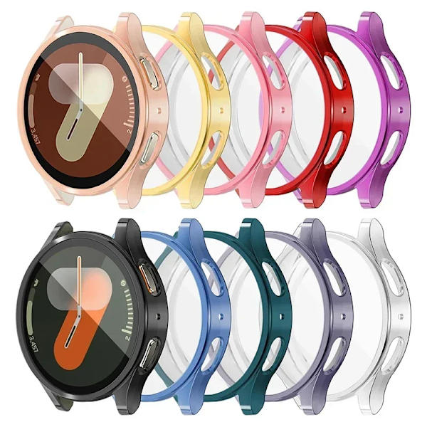 Silikon TPU-skal för Samsung Galaxy Watch 7/6/5/4 40mm 44mm Fulltäckande skärmskydd Stötfångare för Watch7 44mm 40mm Skal Blue 11 Galaxy 7 40mm