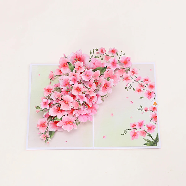 Phalaenopsis Blomma Grattiskort Kreativt Pop Up-vykort Rosa Blommor Dekor Mors Dag Alla Hjärtans Dag Presenter Med Kuvert Pear