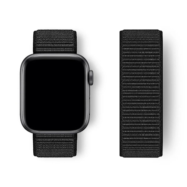 Nylon Loop Armband för Apple Watch band 44mm 40mm 45mm 41mm 46 42mm 49mm 44 45 mm armband iWatch serie 10 9 SE 7 6 5 4 Ultra 2 Black 9 42 44 45 46 49 mm